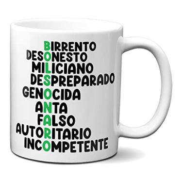 Imagem de Caneca Bolsonaro Acróstico Engraçada Birrento Desonesto (Branca)