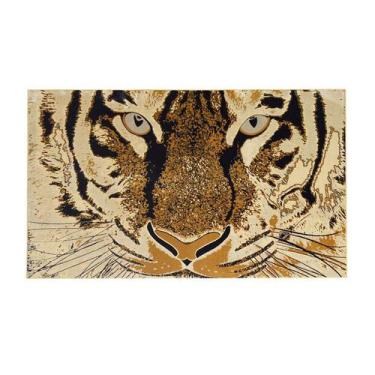 Imagem de Tapete Retangular Veludo Marbella Epic Art Tigre Creme 148X200 Cm - Ra