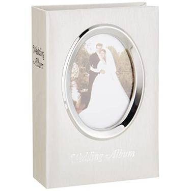 Imagem de Pioneer Photo Albums 100-Pocket Moire Cover Album with Silvertone Oval Frame and Wedding Album Text for 4 by 6-Inch Prints, Ivory