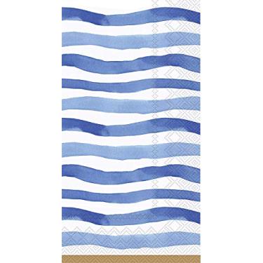 Imagem de Boston International IHR Guardanapos de papel para convidados com 3 camadas, 21 x 11 cm, listras onduladas, azul