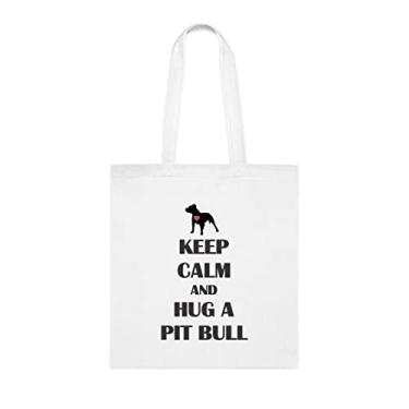 Imagem de Bolsa Hug A Pitbull, presente para cachorro Pit Bull, aniversário de Pit Bull bolsa de ombro para cachorro Pit Bull, bolsa reutilizável para cães Pit Bull, Branco