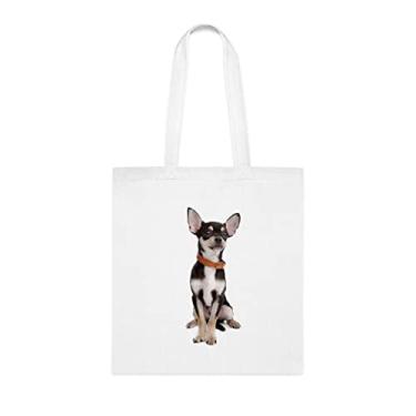 Imagem de Bolsa para cachorro chihuahua, presente para cachorro chihuahua, presente para chihuahua, aniversário de cachorro chihuahua bolsa de ombro para cachorro chihuahua, bolsa reutilizável para cachorro chihuahua, Branco