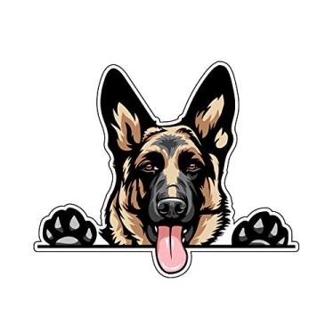 Imagem de WickedGoodz Decalque de pastor alemão - Adesivo de para-choque de raça de cachorro sorridente - para laptops, janelas, carros, caminhões, paredes - colorido
