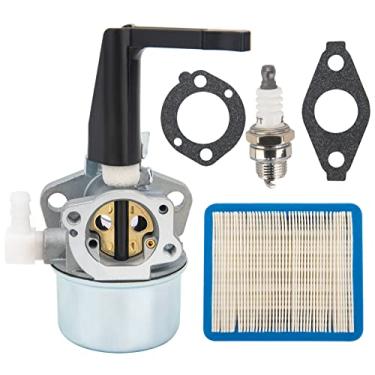 Imagem de Carburador 696065 compatível com Briggs & Stratton 697422 110402 110412 215369 Carburador de motor de leme com kit de juntas de montagem e cartucho de filtro de ar plano 491588S