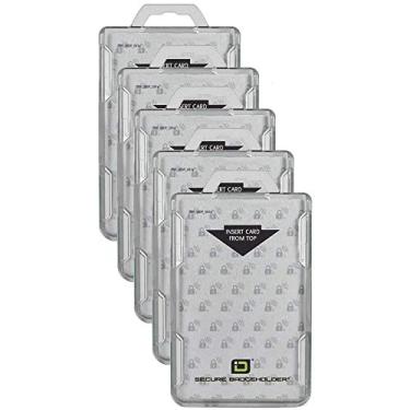 Imagem de ID Stronghold – Bloqueio RFID Suporte de crachá seguro – Duolite 2 Porta-cartão – Carbonato de poliéster – Suporte de crachá de plástico rígido resistente – Moldado e montado nos EUA – Aprovado pela FIPS 201, Clear, 5 - Count