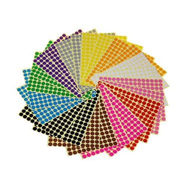 Imagem de Etiquetas adesivas de codificação de cores removíveis, pequenos adesivos de círculos para organização de sala de aula, decoração de quintal, agenda de calendário de venda, 1,9 cm de diâmetro, 12 cores, total de 3960 pontos em 24 folhas
