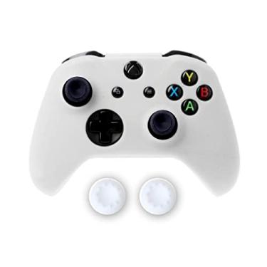 Imagem de Capa Capinha Case Skin Compatível com Controle Joystick do Xbox One S X Protetora Anti Impacto Queda Silicone Alta Proteção (Branco)