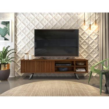 Imagem de Rack Bancada Greta Para TV 70`` com Pes Marrom cacau- Dj Móveis