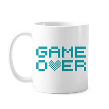 Imagem de Blue Game Over Pixel Art Deco Presente Caneca de Cerâmica Copo de Porcelana de Café