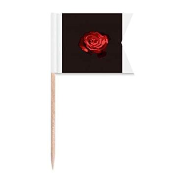 Imagem de Bandeiras de palito de dente com arbusto de rosas farpadas britânicas para marcação de rotulagem para bolo de festa prato de queijo