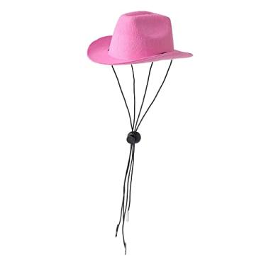Imagem de Gazechimp Acessórios para Chapéu de Cowboy para Animais de Estimação, Chapéu de Fantasia de Gato Ventilável com Alça Elástica Ajustável, Rosa