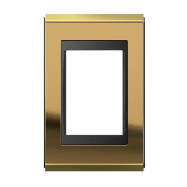 Imagem de Placa 4X2 Para 3 Módulos Refinatto Concept Ouro E Preto