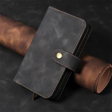 Imagem de Capa de telefone flip de couro para Samsung Galaxy S23 S22 S21 S20 FE Ultra S10 S9 S8 Plus Carteira Slot para cartão Capa antichoque magnética, preta, para Galaxy S10 Plus