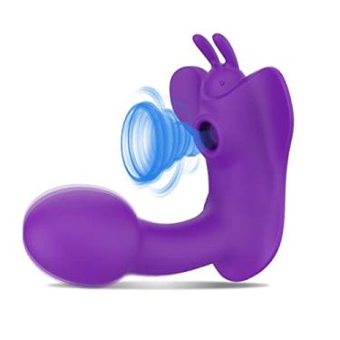 Imagem de Vibrador Feminino Estimulador Sexual Duplo Ponto G e Clitóris 9 Frequências Com Controle Remoto Erótico (Roxo)