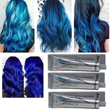 Imagem de Kit 03 Tinta Coloração Azul Royal Mairibel/Hidraty 60g