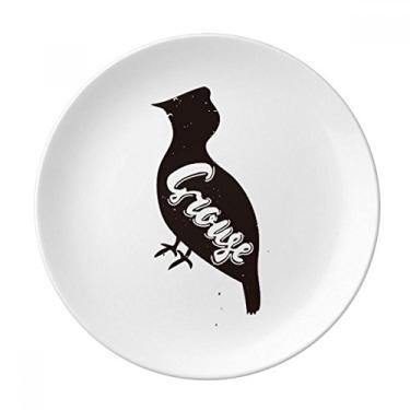 Imagem de Grouse Prato de Animais Decorativo Preto e Branco Salver de Porcelana Prato de Jantar