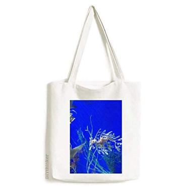 Imagem de Bolsa de lona com água profunda, oceano, hippocampo, azul, sacola de compras, bolsa casual