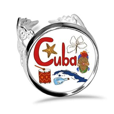 Imagem de DIYthinker Anel de noivado ajustável com símbolo nacional de Cuba
