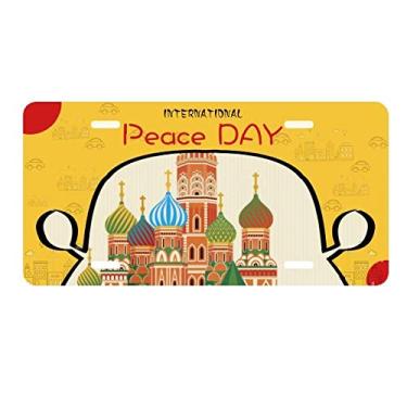 Imagem de DIYthinker Ilustração do ponto de referência da Rússia Placa de licença com símbolo nacional Etiqueta Decoração de carro Dia da Paz