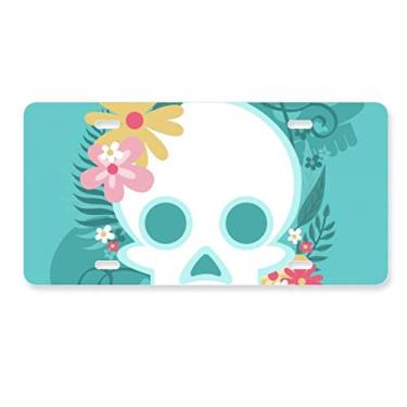 Imagem de DIYthinker Ilustrações de caveira mortos vivos do México, placa de licença decoração de aço inoxidável para automóveis