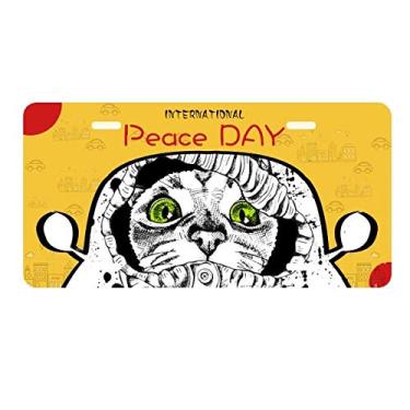 Imagem de DIYthinker Suéter branco cabeça de gato proteger animal amante placa placa de carro decoração dia da paz