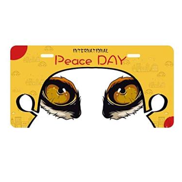 Imagem de DIYthinker Placa de licença com desenho animado de animal de raposa para decoração de carro Dia da Paz