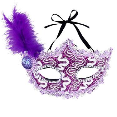 Imagem de Toyvian Mascarar Venezianas Máscara De Baile Máscara De Renda De Halloween Máscara De Olho De Dia Das Bruxas Máscara De Carnaval Princesa Vestuário Roxo Plástico Senhorita