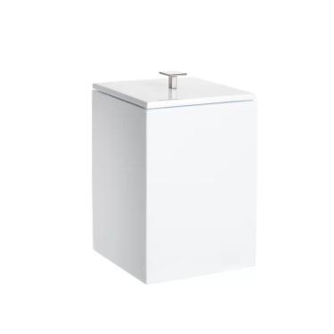 Imagem de Lixeira Quadrada 4L Em Resina Branco - Cromado