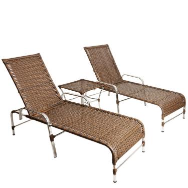Imagem de 2 Espreguiçadeiras Esteira e 1 Mesa de Centro Garden Argila
