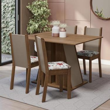 Imagem de Conjunto Sala de Jantar Mesa Tampo de Madeira 4 Cadeiras Sophie Madesa