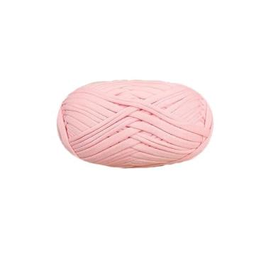 Imagem de Danselegant Fio de camiseta de linha plana faça você mesmo tecelagem macia material de tricô para tapetes bolsas chinelos sandálias 39 cores crochê feito à mão (rosa claro)