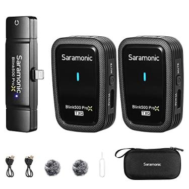 Imagem de Saramonic Microfone de lapela sem fio Blink500 Prox-Q4 para iPhone iPad – Mini Plug Play Microfone de lapela sem fio para Vlog Podcast Facebook Live Stream Filming Video Recording (TX+TX+RX)