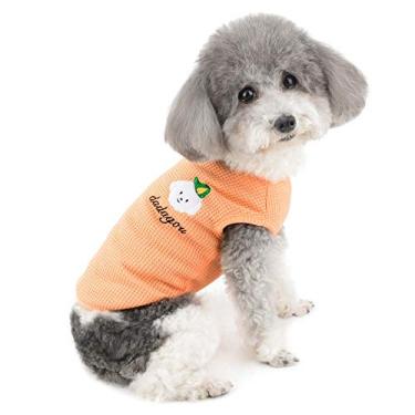 Imagem de Zunea Camisa para cães pequenos meninas algodão macio verão filhote colete camisetas básicas regata fofa roupas respiráveis para animais de estimação para cães fêmeas gatos laranja XGG