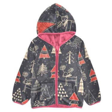 Imagem de KLL Cartões comemorativos de Natal jaqueta de ovelha infantil menino jaqueta de inverno rosa menina jaqueta com zíper, Cartões comemorativos de Natal, 4 Anos