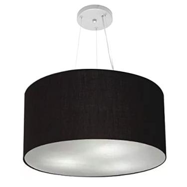 Imagem de Lustre Pendente Cilíndrico Cúpula Tecido 55x30 cm, Vivare Iluminação, Pendente4192 PR, Preto, Médio