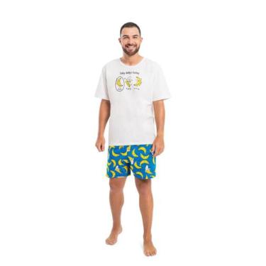 Imagem de Pijama Adulto Masculino Com Camiseta E Bermuda Em Meia Malha Quimby