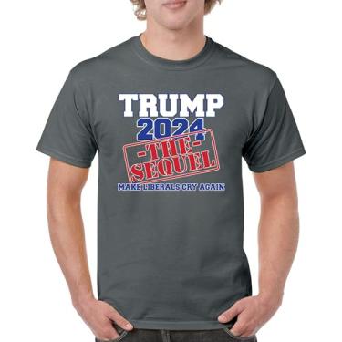 Imagem de Camiseta masculina Trump 2024 The Sequel Make Liberals Cry Again MAGA President 47 FJB Let's Go Brandon Republican, Carvão, 4G