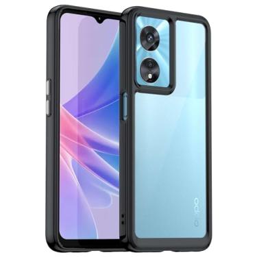 Imagem de Capa para Oppo Realme Narzo 50 5G, botão de pressão flexível, capa transparente, anti-impressões digitais. Proteção total de 360° - preta
