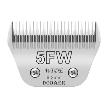 Imagem de DODAER Lâminas removíveis para cães de estimação - Tamanho 5FW Lâmina larga para cuidados com cães, comprimento de corte de 6,3 mm, compatível com a maioria dos cortadores Andis, Oster A5, Wahl km10