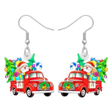 Imagem de DALANE Brincos de caminhão de árvore de Natal anime acrílico pingente gota doce vermelho joias para carro para mulheres meninas crianças pingentes presentes lembrancinhas de festa, Medium, Acrílico,