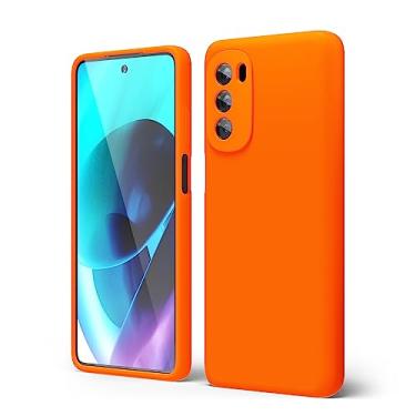 Imagem de oakxco Capa de telefone projetada para Motorola Moto G Stylus 5g 2022 de silicone, cor brilhante neon vibrante, capa de telefone de gel de borracha macia para mulheres e meninas, fina, fina, flexível, protetora, TPU de 6,8 polegadas, laranja neon