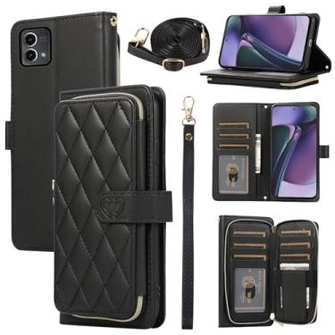 Imagem de Furiet Argyle Capa carteira para Motorola Moto G Stylus 5G 2023 com alça de ombro, 9+ compartimentos para cartões, bolsa com zíper, capa de telefone de couro PU de luxo para GStylus G5 XT2317DL