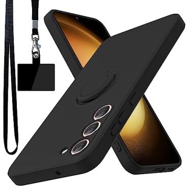 Imagem de YSLBWLE Capa para Galaxy S23 Ultra, suporte de anel giratório de 360° integrado|Forro de microfibra macio antiarranhões | Suporte para carro | Capa para celular Galaxy S23 Ultra para meninas e