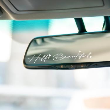 Imagem de 3 adesivos de espelho retrovisor Hello Beautiful, adesivos personalizados para janela de automóvel, decalques de autoafirmações de veículos - multicores, acessórios engraçados fofos para carros,