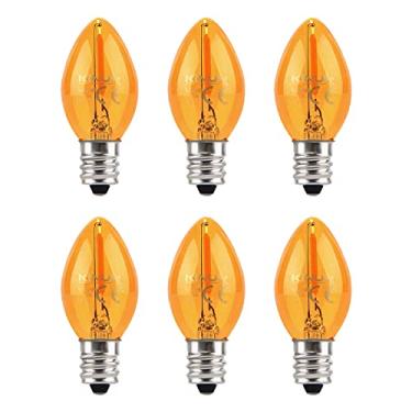 Imagem de KINUR Lâmpadas noturnas, lâmpadas LED C7 base de candelabro E12 âmbar 2200K, lâmpada incandescente equivalente a 10W de 1 watt, lâmpada incandescente de sal e velas de janela e candelabros de