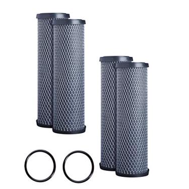 Imagem de CFS Pacote com 4 cartuchos de filtro de água de bloco de carbono compatíveis com modelos C-1 WFPFC8002, WFPFC9001, FXWTC, SCWH-5, WHEF-WHWC, WHCF-WHWC, CTO10, T01 – Remove mau gosto e odor -24,8 cm x