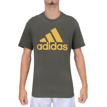 Imagem de Camiseta Adidas Essentials Single Jersey Big Logo Cinza e Amarela-Masculino