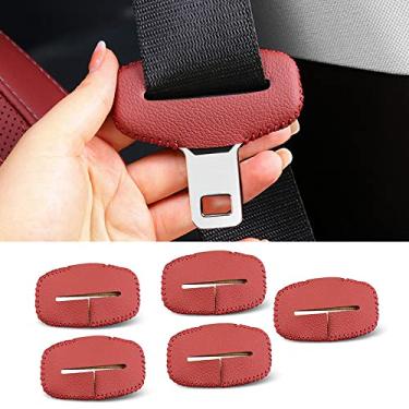 Imagem de CHUANGHUI Capa de couro protetor de fivela de fixação de cinto de segurança de carro para BMW 1 2 3 4 5 6 7 Series X1 X2 X3 X4 X5 X6 Acessórios interiores (5 peças marrom avermelhado)