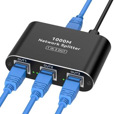 Imagem de THXCDBID Divisor Ethernet 1 a 3 de alta velocidade LAN divisor 1000Mbps Gigabit RJ45 Ethernet Switch divisor de rede com cabo de alimentação USB C para cabo Cat5/5e/6/7/8