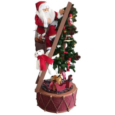 Imagem de Árvore de Natal Decorativa Com Papai Noel na Escada Trem / Luzes 113cm - saldão.